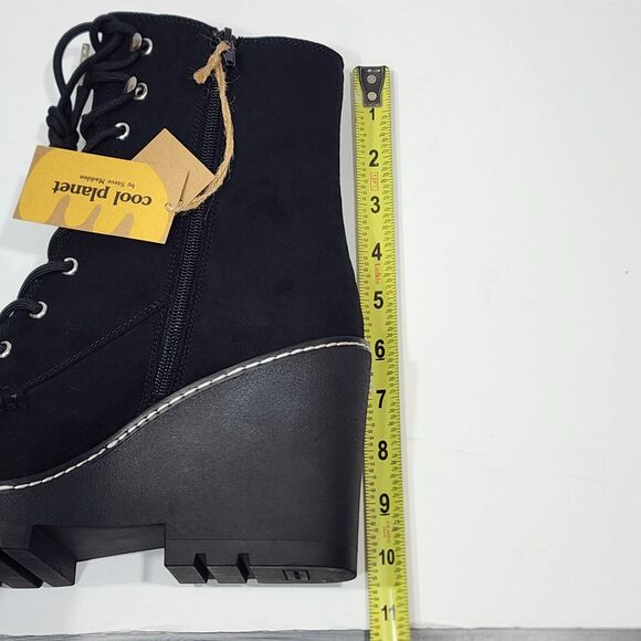 Cool Planet By Steve Maden Marsh Boots‎ Size 10 M Black Wedge Booties - Picture 13 of 16